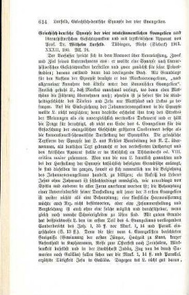 614-615 [Rezension] Griechische Synopse der vier neutestamentlichen Evangelien