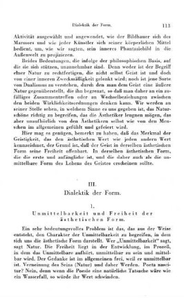 III. Dialektik der Form