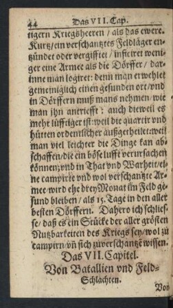 Das VII. Capitel. Von Batallien und Feld-Schlachten