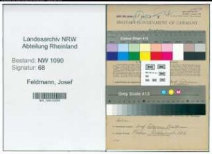Entnazifizierung Josef Feldmann , geb. 06.10.1891 (Holzhaendler)