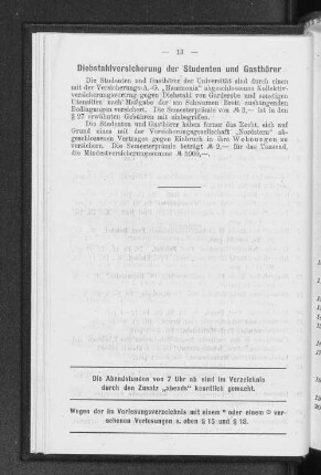 Diebstahlversicherung der Studenten und Gasthörer