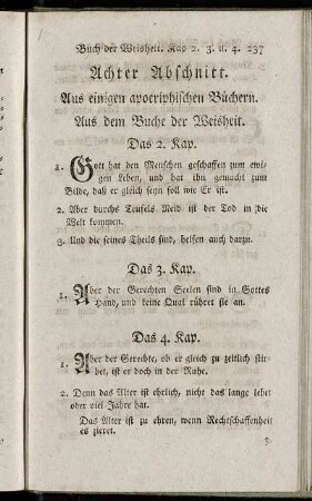Achter Abschnitt. Aus einigen apocriphischen Büchern.