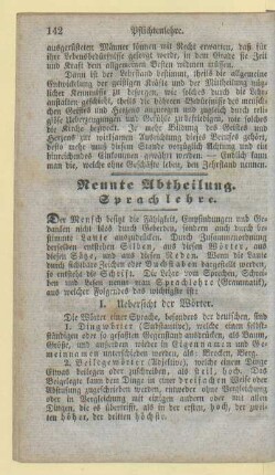 Neunte Abtheilung. Sprachlehre