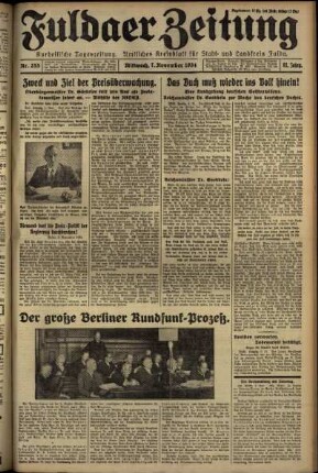 Erste Ausgabe vom Mittwoch, den 07. November 1934.