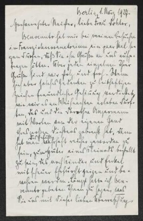 Brief von Ludwig Lindner an Gerhart Hauptmann