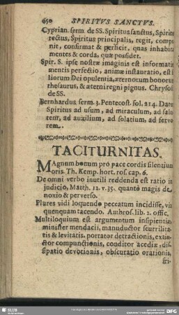 T [Taciturnitas - Timor Dei]