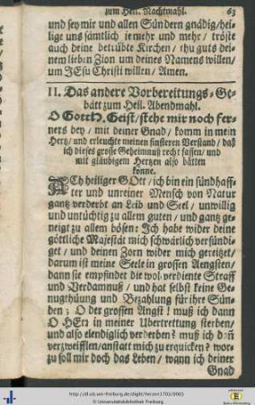Das andere Vorbereitungs-Gebätt zum Heiligen Abendmahl.