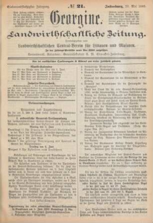 Siebenundfünfzigster Jahrgang. No. 21. Insterburg, 23. Mai 1889.