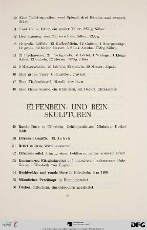Elfenbein- und Bein-Skulpturen (Nr. 49-67)