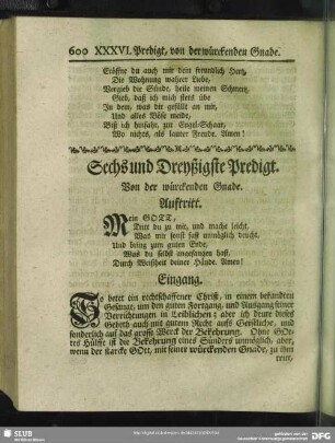 Sechs und Dreyßigste Predigt. Von der würckenden Gnade