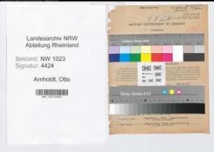 Entnazifizierung Otto Arnholdt , geb. 16.07.1907 (Kaufmann)