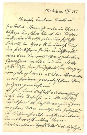 Briefe und Postkarten von Kommerzienrat Franz Brentano, Heidelberg, an Sissi Brentano