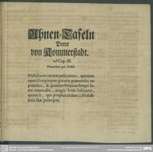 Ahnen-Tafeln Derer von Kommerstadt