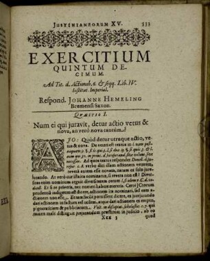 Exercitium Quintum Decimum.