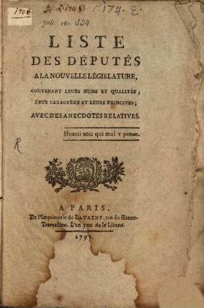 Liste des députés à la nouvelle Legislature