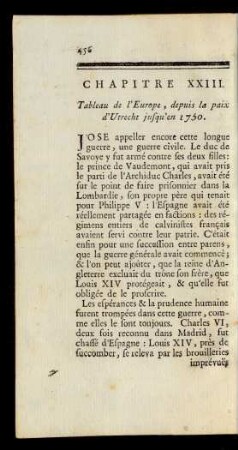 Chapitre XXIII. Tableau de l'Europe, depuis la paix d'Utrecht jusquèn 1750