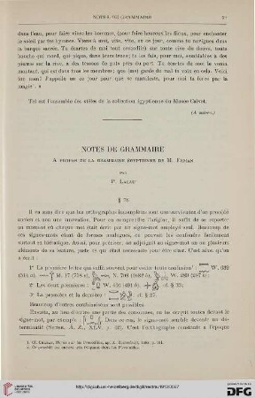 35: Notes de grammaire, [2] : à propos de la grammaire égyptienne de M. Erman