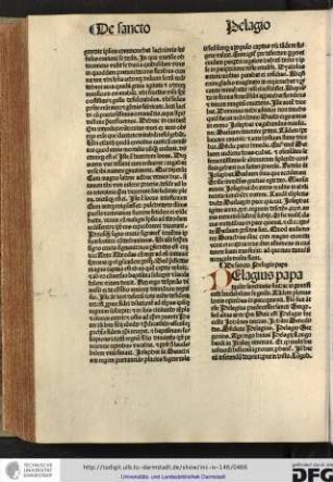 De sancto Pelagio papa.