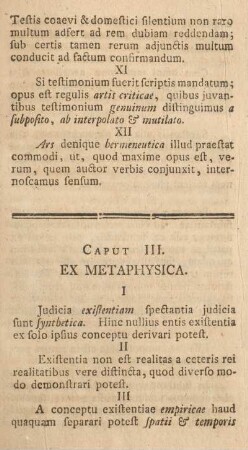 Caput III. Ex metaphysica.