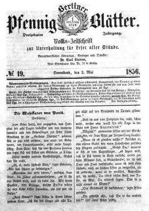 No. 19, Sonnabend, den 3. Mai
