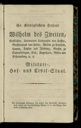 Militair-, Hof- und Civil-Staat