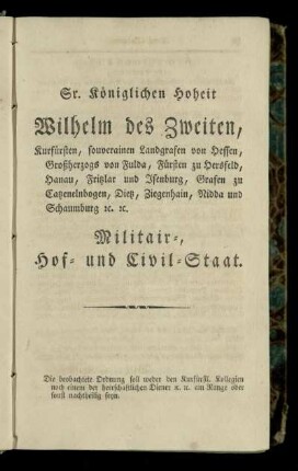 Militair-, Hof- und Civil-Staat