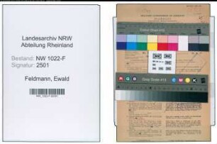 Entnazifizierung Ewald Feldmann , geb. 14.01.1898 (Bandwirker)
