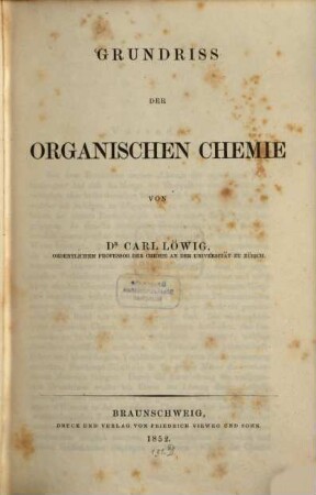 Grundriss der organischen Chemie