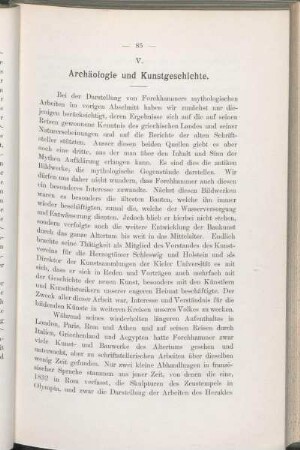V. Archäologie und Kunstgeschichte.