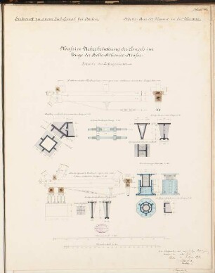 Südkanal für Berlin Schinkelwettbewerb 1878: Brücke über den Kanal: Details für das Lehrgerüst 1:20, 1:10; 2 Maßstabsleisten