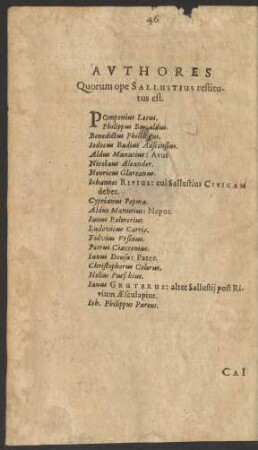Authores Quorum ope Sallustius restitutus est.