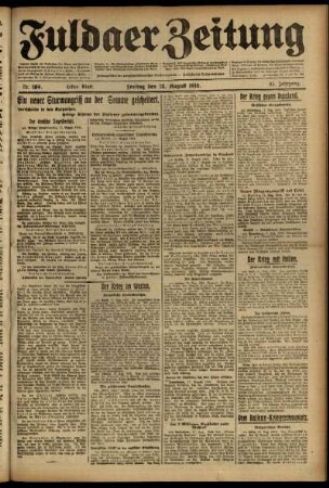 Erste Ausgabe vom Freitag, den 18. August 1916.