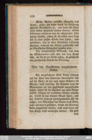 Von den Krankheiten neugebohrner Kinder.