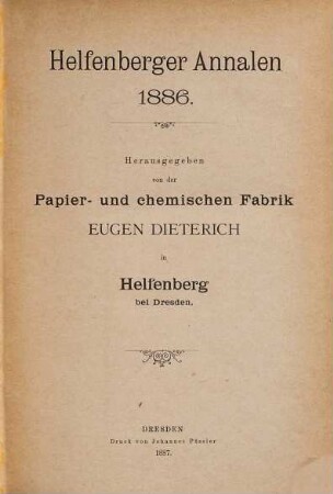 Helfenberger Annalen. 1886