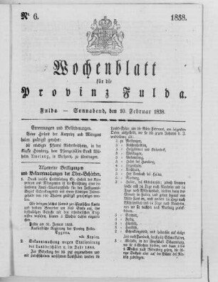 Nr. 6, Ausgabe vom 10. Februar 1838