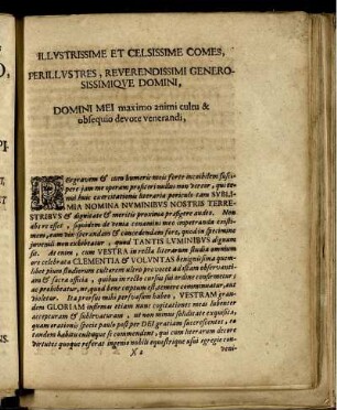 Illustrissime Et Celsissime Comes, Perillustres, Reverendissimi Generosissimique Domoni ...