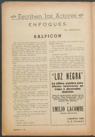 Escriben los Actores : Enfoques por Telefoto - Salpicon