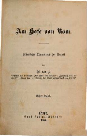 Am Hofe von Rom : historischer Roman aus der Neuzeit, 1