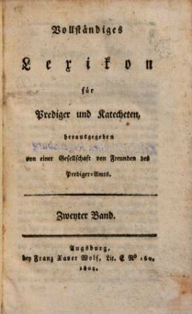 Vollständiges Lexikon für Prediger und Katecheten, 2