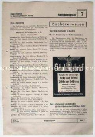 Informationsblatt der NSDAP-Gauleitung Sachsen (Gauschulungsamt) mit einem Bücherverzeichnis