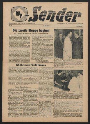 Betriebszeitung 'WF-Sender', Nr.18/1959 (15. Mai 1959)