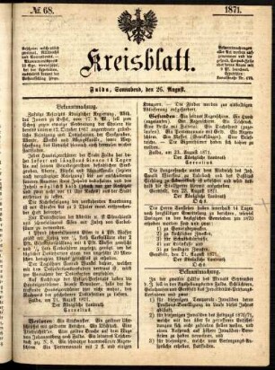 Ausgabe vom Samstag, den 26. August 1871.