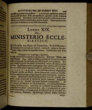Locus XIX. De Ministerio Ecclesiastico