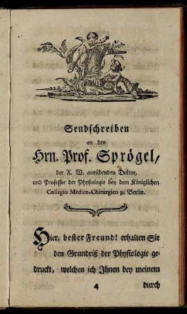 Sendschreiben an den Hrn. Prof. Sprögel ...
