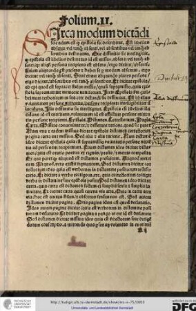 Sirca (!) modum dictandi sciendum est quod epistola sic describitur: est libellus absenti vel tanquam absenti...