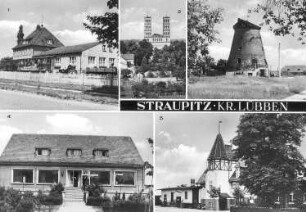 Straupitz. Ortsansichten u.a. Holländermühle, Ansichtskarte