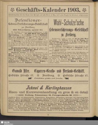 Geschäfts-Kalender 1903