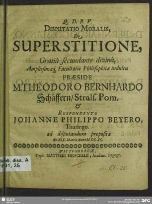 Disputatio moralis de superstitione