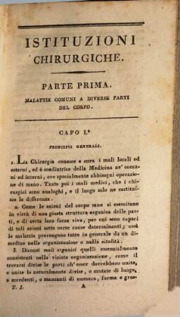 Istituzioni chirurgiche. 1. (1802). - XX, 352 S.