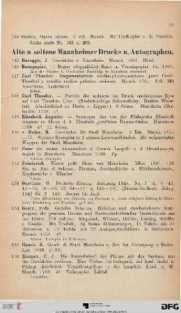 Alte u. seltene Mannheimer Drucke u. Autographen (Nr. 145-180)